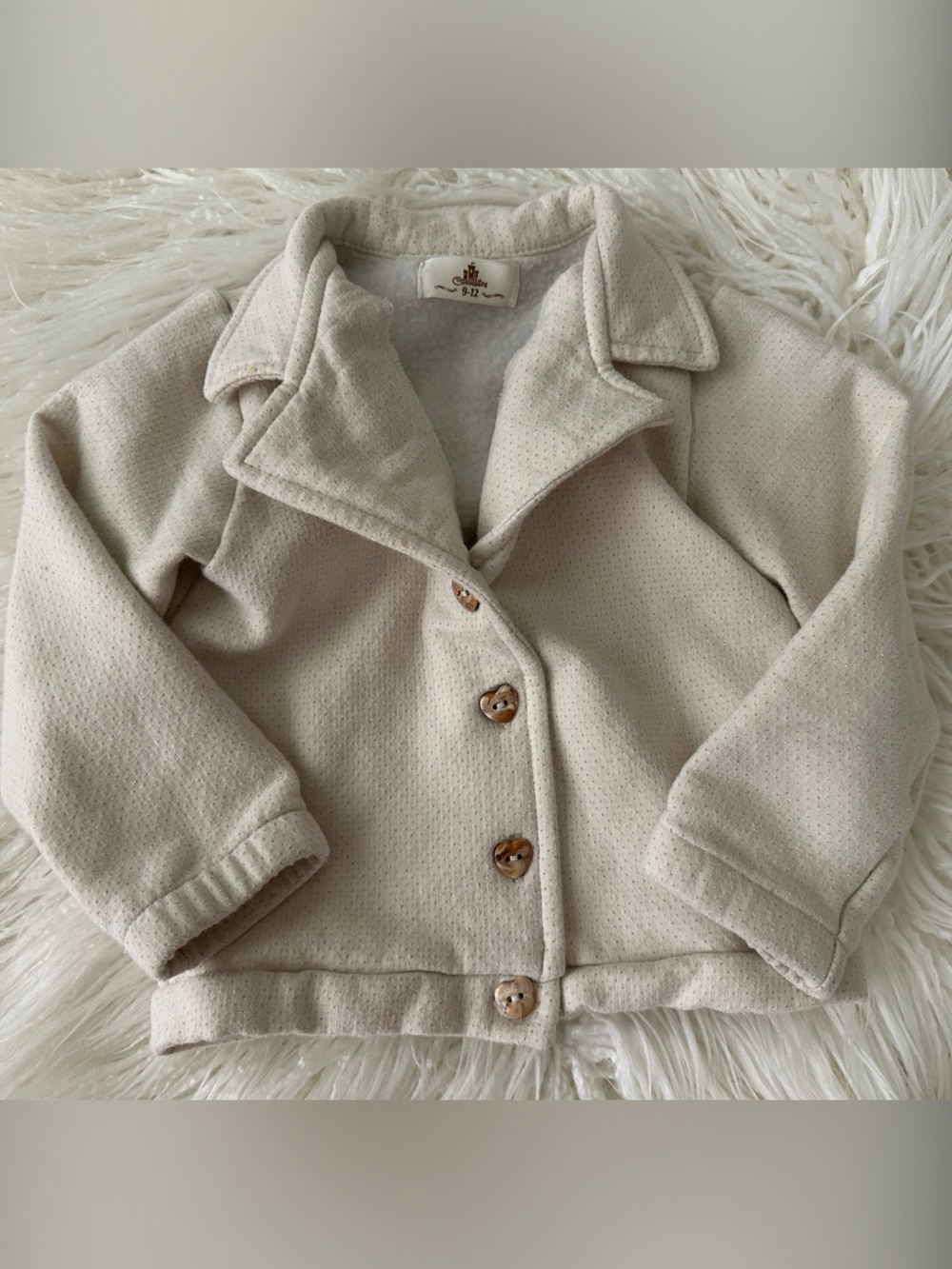 Kids Cream Button-Up Coat - Soft Casual Jacket